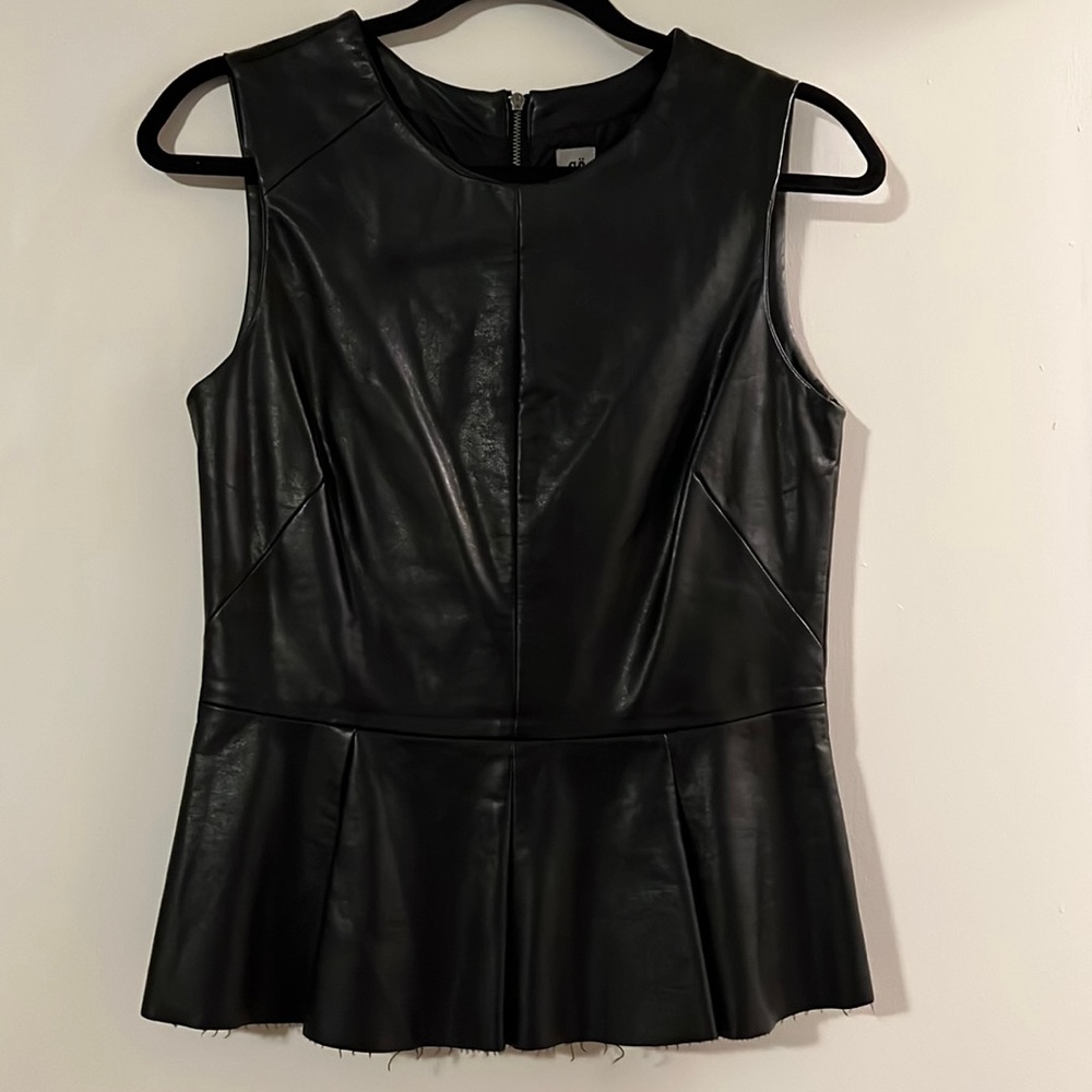Faux leather peplum top